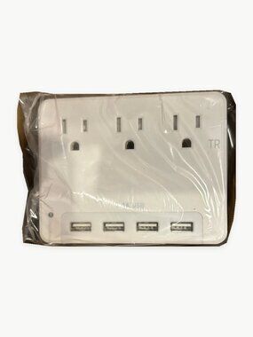 3 outlet wall tap with 4 usb ports and photo sensor nightlight